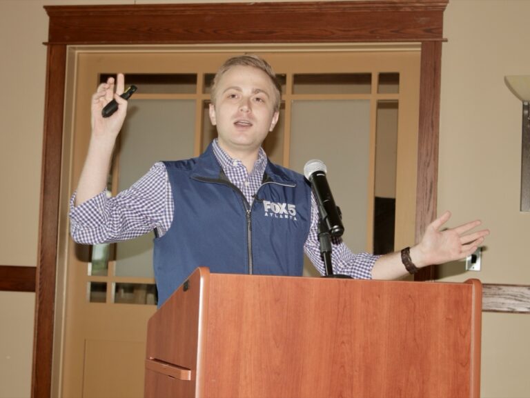 Fox 5 Meteorologist Forbes speaks at chamber luncheon