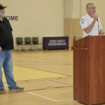 Sole Commissioner Harold Collins looking on as Fire Chief David Dyer explained one of several agenda items related to public safety during the Sept. 22 county meeting. Photo by Brittany Holbrooks