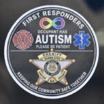 These Autism Awareness Stickers for cars and homes are now available to the public at the Union County Sheriff’s Office, free of charge. Photo by Shawn Jarrard