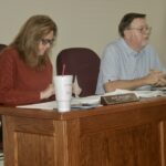 (L-R) Blairsville City Clerk Kaye McCann and Mayor Robert “Buddy” Moore in their called city meeting Oct. 1. Photo by Brittany Holbrooks