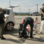 Parents were incredibly grateful for the opportunity to check on their children’s safety during the public Child Safety Seat Check last month. Photo by Brittany Holbrooks