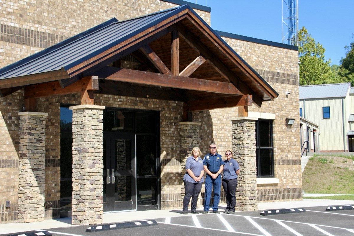 The state-of-the-art Union County E-911 Center was made possible by SPLOST. Pictured here: 911 Lt. Mille Baxter, 911 Director David Dyer and 911 Dispatcher Amanda Hammond at the new Shoe Factory Road facility. Photo by Shawn Jarrard